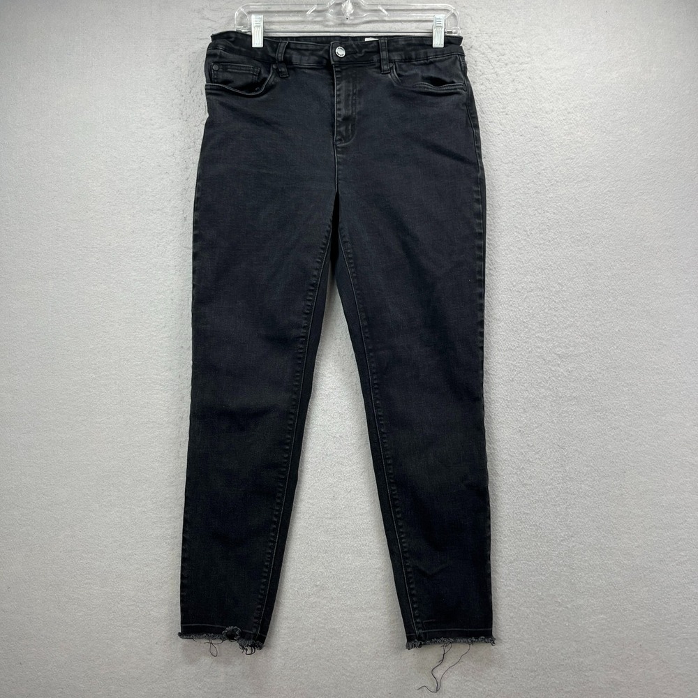 Vince Camuto Skinny Jeans Womens 31/12 Black Stretch Raw Hem Denim Crop Pants
